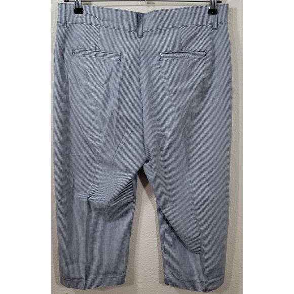 Riders By Lee Blue White Striped Cropped Pants 14M Lightweight Slashed Pockets - Picture 2 of 6